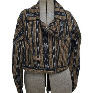 Urban Outfitters Ikat Moto Jacket – Cropped Boho Biker Style Size Large